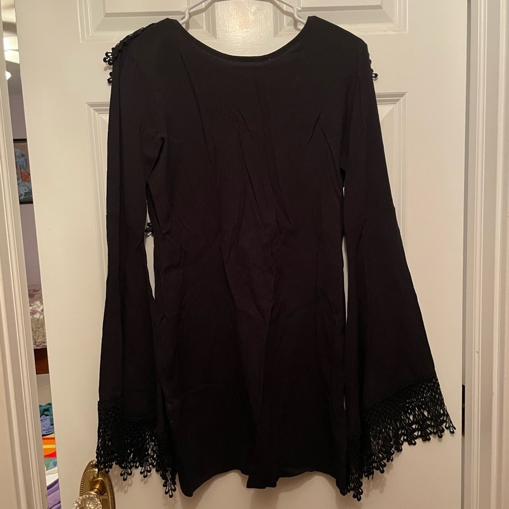 For love and lemon Roosevelt mini dress with embellished bell sleeves - Picture 3 of 10